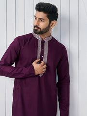 Mandarin Collar Thread Work Straight Kurta
