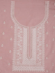 Peach-Coloured Floral Embroidered Sequinned Unstitched Dress Material