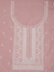 Peach-Coloured Floral Embroidered Sequinned Unstitched Dress Material