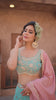 Turquoise blue Satin Silk Sequins embroidery Semi-Stitched Lehenga choli and Dupatta