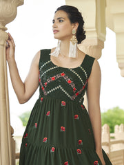 Olive Georgette Festive Gown