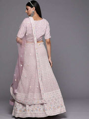 Pink Readymade embroidered lehenga choli with dupatta