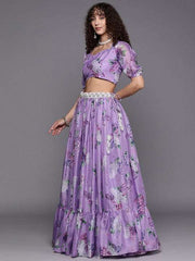 Lavender printed Readymade lehenga choli with dupatta