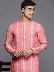Peach Striped Kurta with Churidar