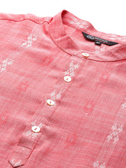 Peach Striped Kurta with Churidar