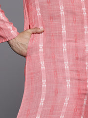 Peach Striped Kurta with Churidar