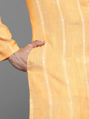 Orange Striped Kurta with Churidar