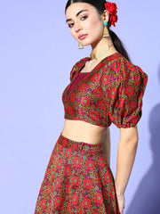 Multi Colored Silk Blend(Brocade) Woven Co-Ords