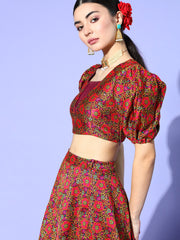 Multi Colored Silk Blend(Brocade) Woven Co-Ords