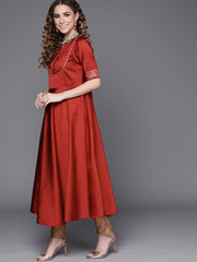 Maroon Woven Yoke Kurta