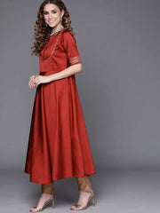 Maroon Woven Yoke Kurta