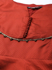 Maroon Woven Yoke Kurta