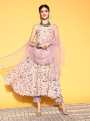 Women Floral Poly Chiffon Swirling Volume Kurta Set