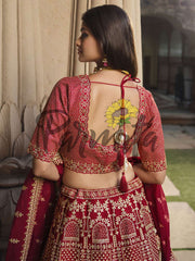 Red Hand Embroidered Lehenga Choli Set