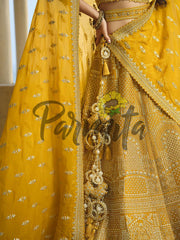Mustard Hand Embroidered Lehenga Choli Set