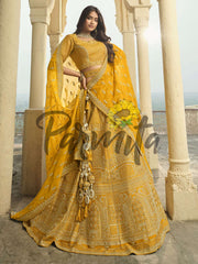 Mustard Hand Embroidered Lehenga Choli Set
