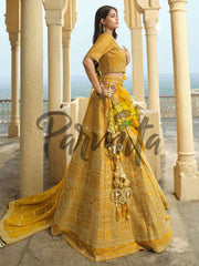 Mustard Hand Embroidered Lehenga Choli Set