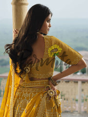 Mustard Hand Embroidered Lehenga Choli Set