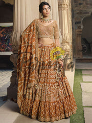 Rust Hand Embroidered Lehenga Choli Set