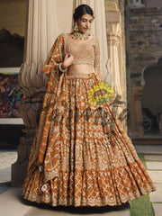 Rust Hand Embroidered Lehenga Choli Set