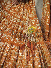 Rust Hand Embroidered Lehenga Choli Set