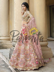 Light Pink Hand Embroidered Lehenga Choli Set