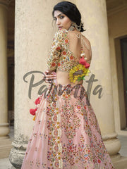 Light Pink Hand Embroidered Lehenga Choli Set
