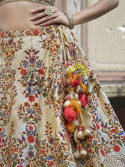 Cream Hand Embroidered Lehenga Choli Set