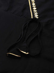 Women Black Mirror Work Anarkali Kurta