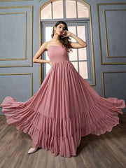 A-line Maxi Ethnic Dress With Jacket - Inddus.com