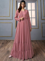 A-line Maxi Ethnic Dress With Jacket - Inddus.com