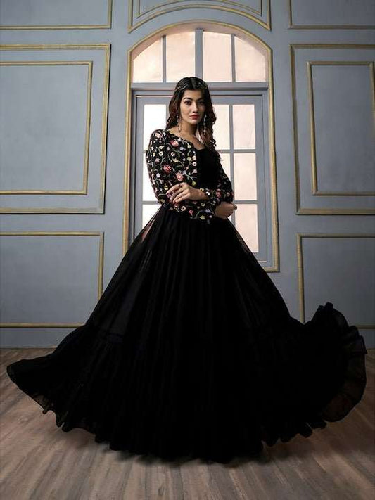 A-line Maxi Ethnic Dress With Jacket - Inddus.com