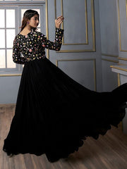 A-line Maxi Ethnic Dress With Jacket - Inddus.com