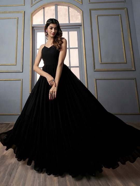 A-line Maxi Ethnic Dress With Jacket - Inddus.com