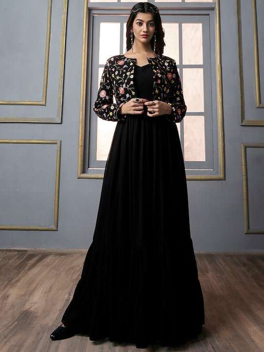 A-line Maxi Ethnic Dress With Jacket XL-42 A-line Maxi Ethnic Dress With Jacket XL-42