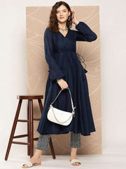 Angrakha Pure Cotton Kurta With Trousers - Inddus.com