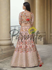 Baby Pink Hand Embroidered Lehenga Choli Set - Inddus.com