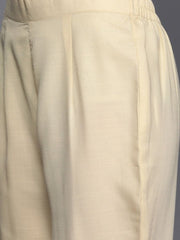 Beige Chanderi Cotton Printed Straight Cut Suit - inddus-us