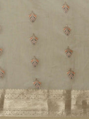 Beige Ethnic Motifs Zari Woven Banarasi Saree - Inddus.com