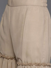 Beige Georgette Mirror Work Sharara Suit - inddus-us