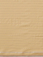 Beige & Gold-Toned Sequinned Saree - Inddus.com