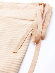 Beige Knitted Saree Shapewear with Drawstring - inddus-us