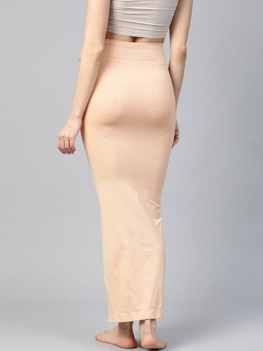 Beige Knitted Saree Shapewear with Drawstring - inddus-us