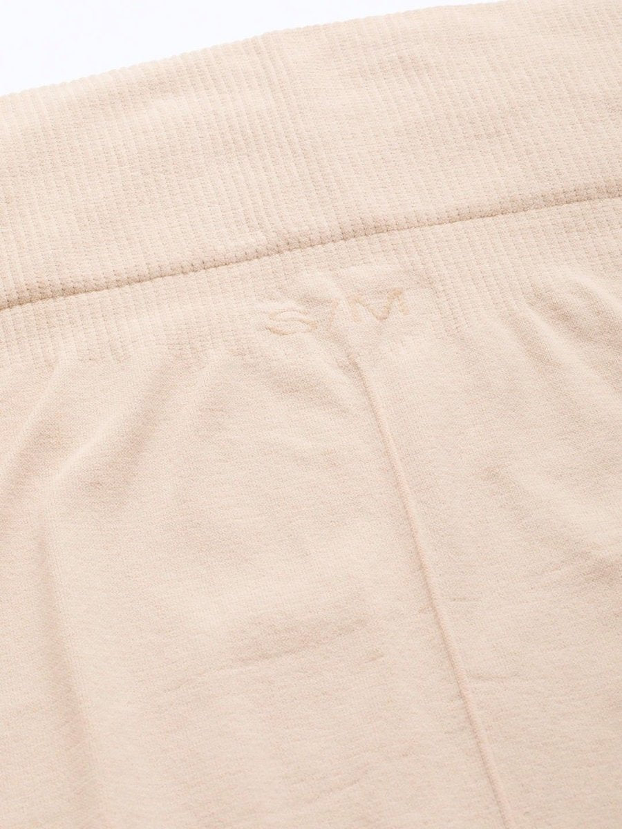 Beige Knitted Saree Shapewear with Drawstring - inddus-us