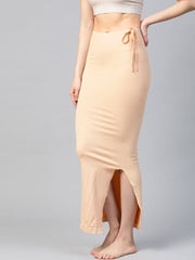 Beige Knitted Saree Shapewear with Drawstring - inddus-us