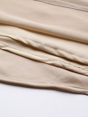 Beige Solid Satin Maxi Gown with Draped Dupatta - Inddus.com