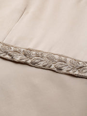 Beige Solid Satin Maxi Gown with Draped Dupatta - Inddus.com