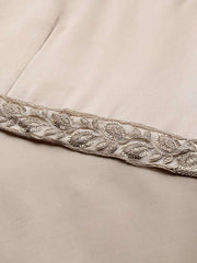 Beige Solid Satin Maxi Gown with Draped Dupatta - Inddus.com