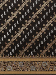 Black and Gold Ethnic Motifs Zari Woven Banarasi Saree - Inddus.com