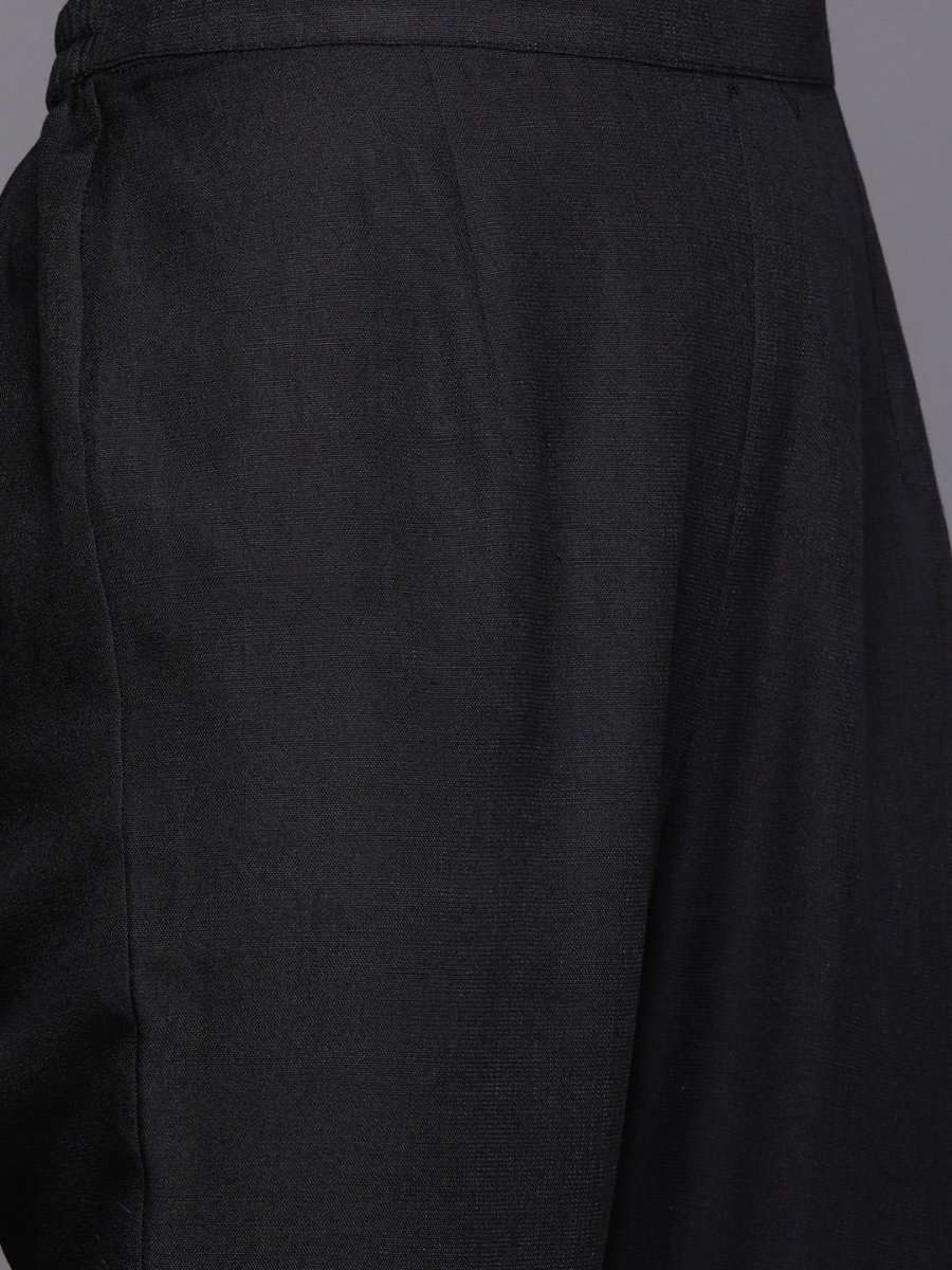 Black and Golden Solid Kaftan Kurta with Pants - inddus-us